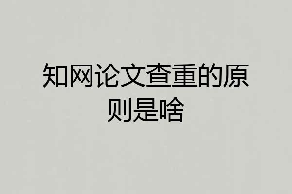 知网论文查重的原则是啥