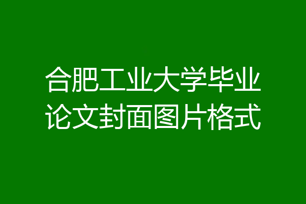 合肥工业大学毕业论文封面图片格式