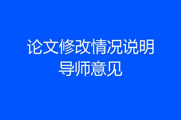 论文修改情况说明导师意见