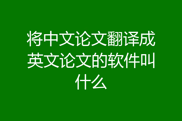 将中文论文翻译成英文论文的软件叫什么