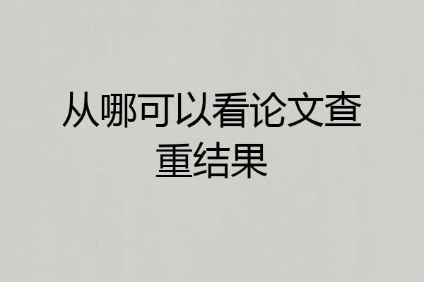 从哪可以看论文查重结果