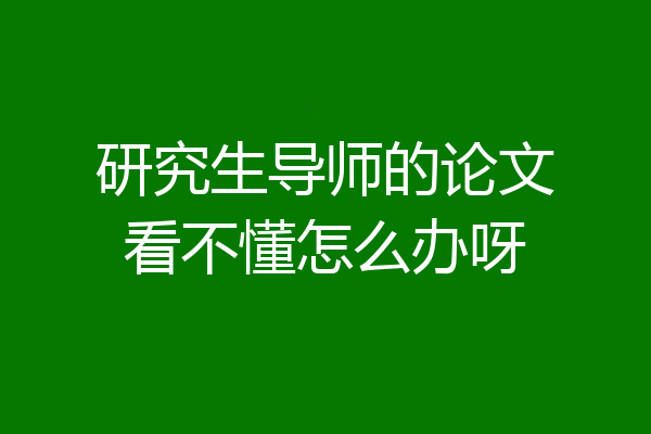 研究生导师的论文看不懂怎么办呀
