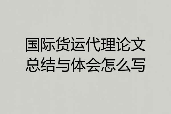 国际货运代理论文总结与体会怎么写