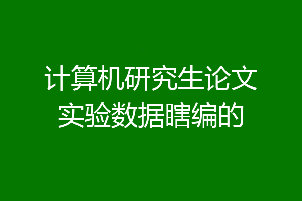 计算机研究生论文实验数据瞎编的