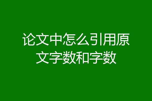 论文中怎么引用原文字数和字数