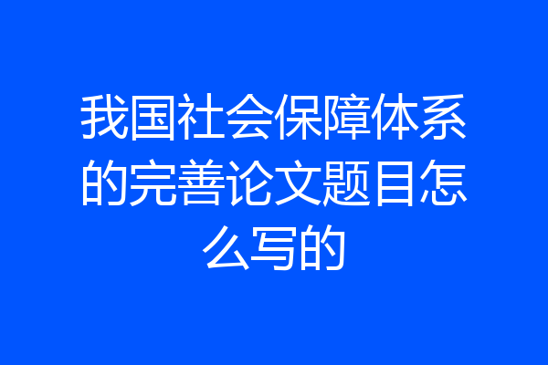 我国社会保障体系的完善论文题目怎么写的