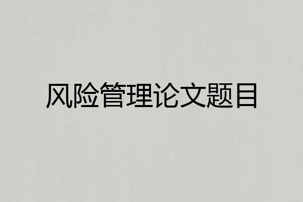 风险管理论文题目