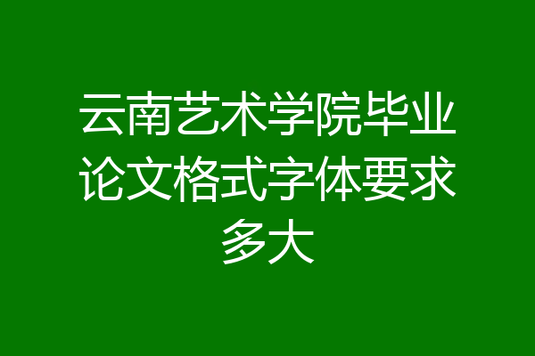云南艺术学院毕业论文格式字体要求多大