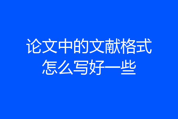 论文中的文献格式怎么写好一些
