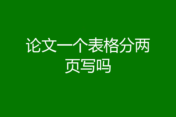 论文一个表格分两页写吗