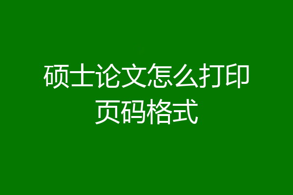 硕士论文怎么打印页码格式