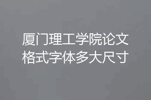 厦门理工学院论文格式字体多大尺寸