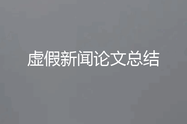 虚假新闻论文总结