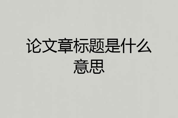 论文章标题是什么意思