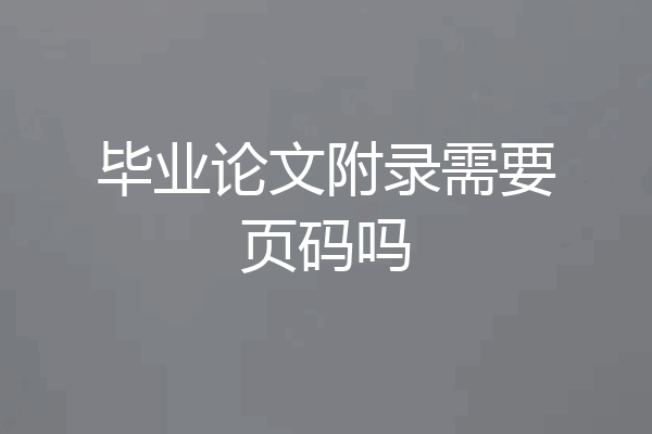 毕业论文附录需要页码吗