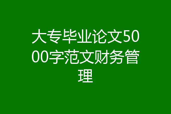 大专毕业论文5000字范文财务管理