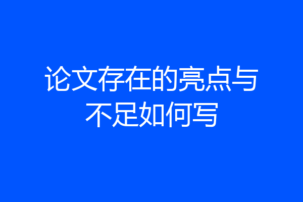 论文存在的亮点与不足如何写