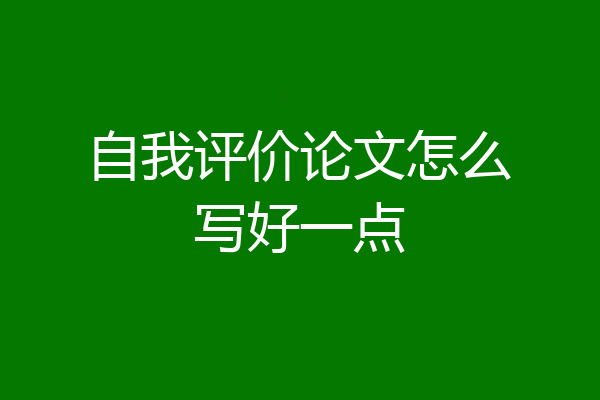 自我评价论文怎么写好一点