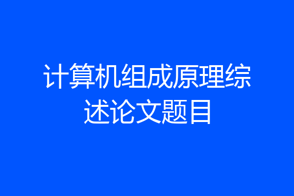 计算机组成原理综述论文题目