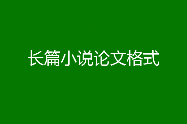长篇小说论文格式