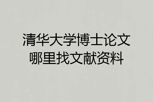 清华大学博士论文哪里找文献资料