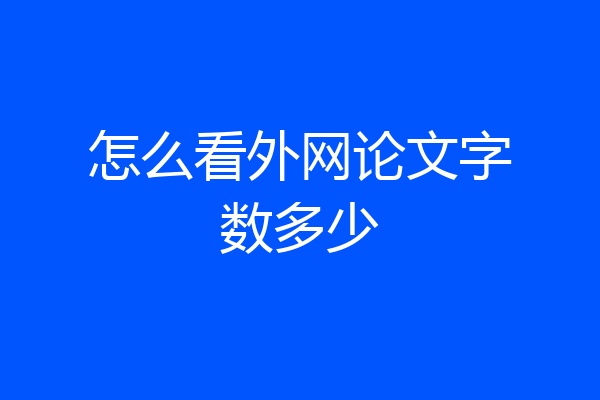 怎么看外网论文字数多少