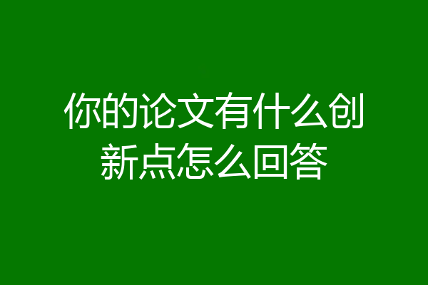 你的论文有什么创新点怎么回答