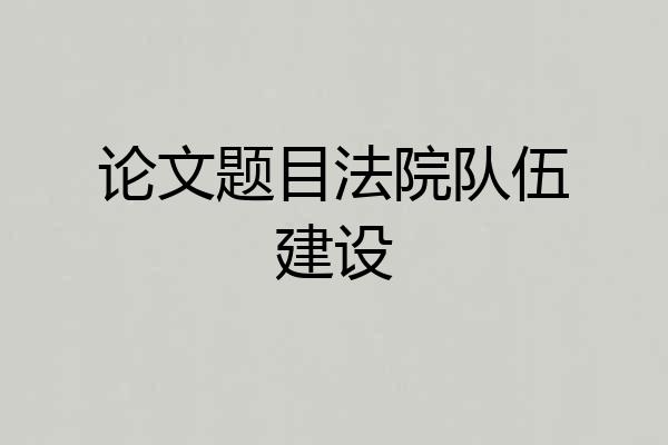 论文题目法院队伍建设
