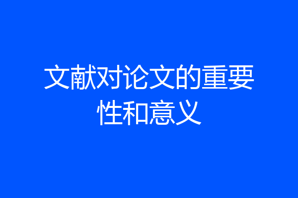 文献对论文的重要性和意义