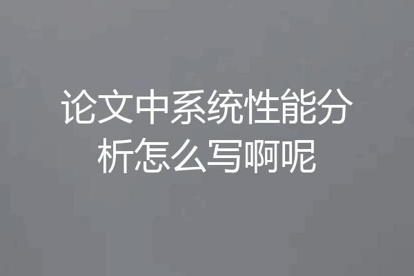 论文中系统性能分析怎么写啊呢