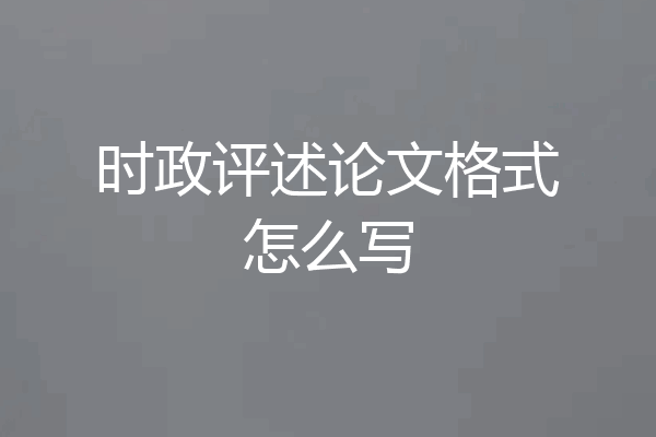 时政评述论文格式怎么写