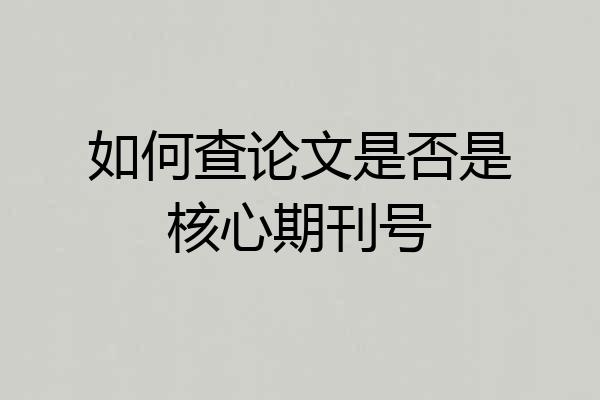 如何查论文是否是核心期刊号