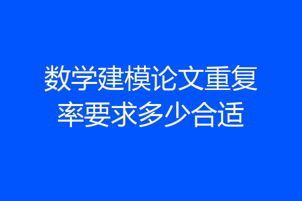 数学建模论文重复率要求多少合适
