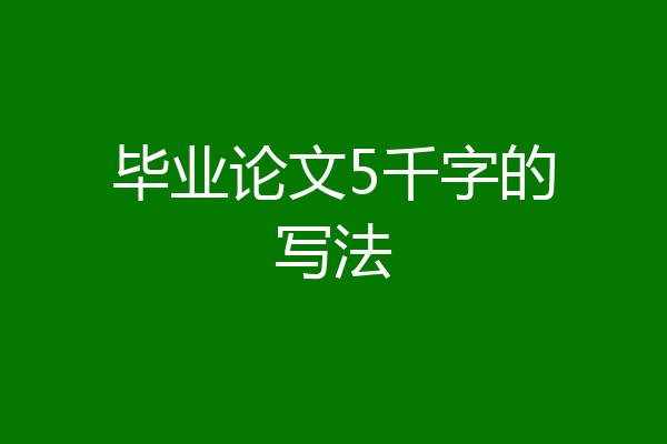 毕业论文5千字的写法