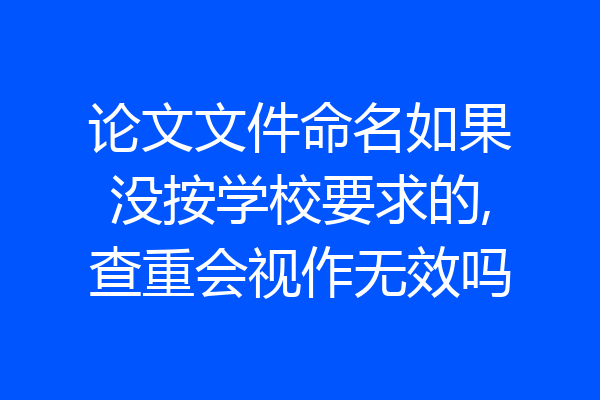 论文文件命名如果没按学校要求的,查重会视作无效吗
