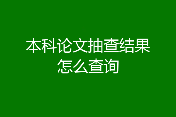 本科论文抽查结果怎么查询