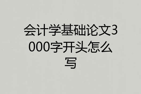 会计学基础论文3000字开头怎么写