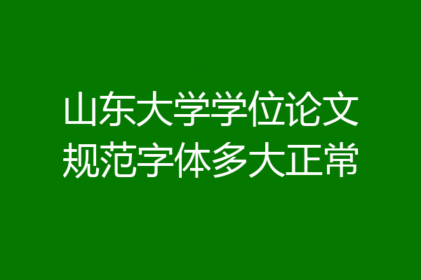 山东大学学位论文规范字体多大正常