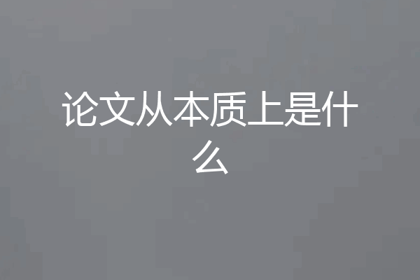 论文从本质上是什么