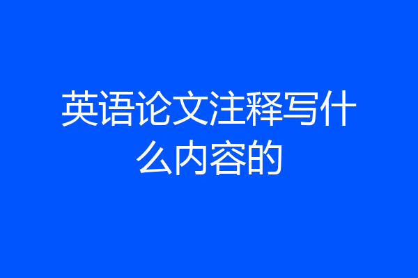 英语论文注释写什么内容的