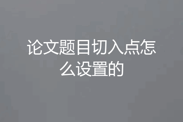 论文题目切入点怎么设置的