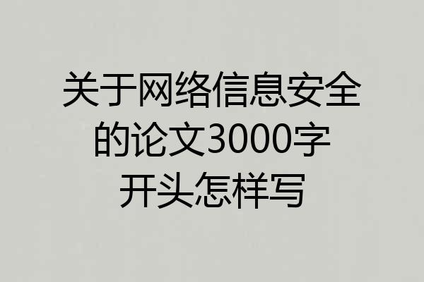 关于网络信息安全的论文3000字开头怎样写