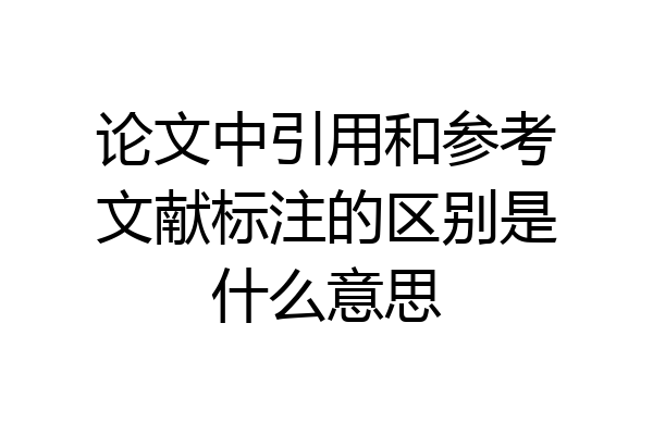 论文中引用和参考文献标注的区别是什么意思