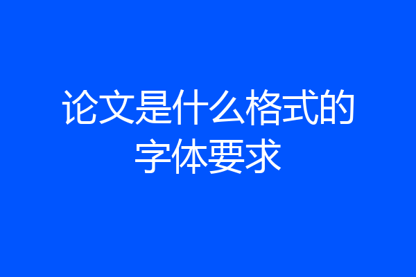 论文是什么格式的字体要求