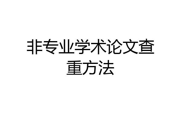 非专业学术论文查重方法