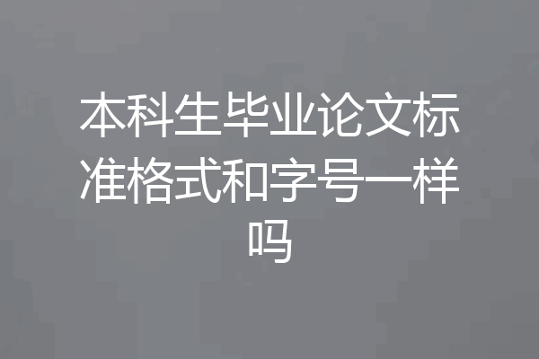 本科生毕业论文标准格式和字号一样吗