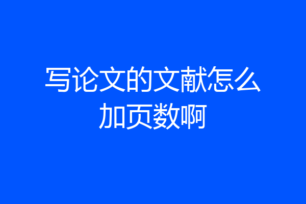 写论文的文献怎么加页数啊