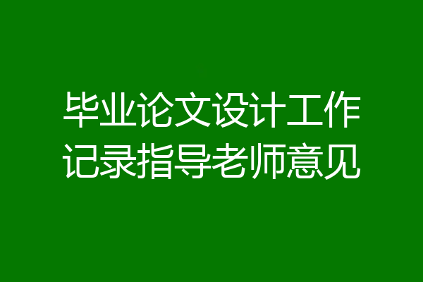 毕业论文设计工作记录指导老师意见