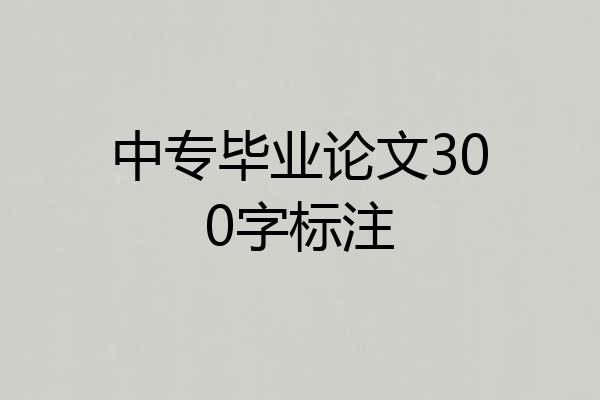 中专毕业论文300字标注