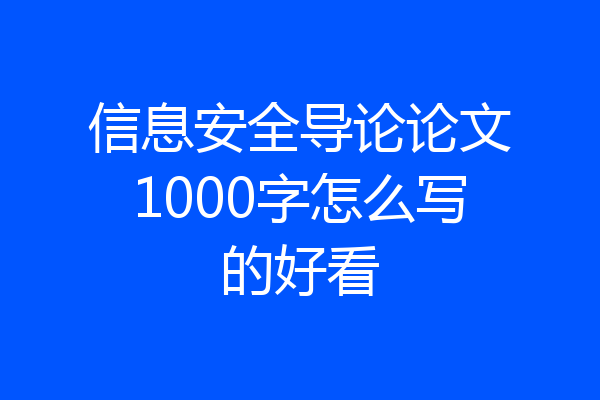 信息安全导论论文1000字怎么写的好看